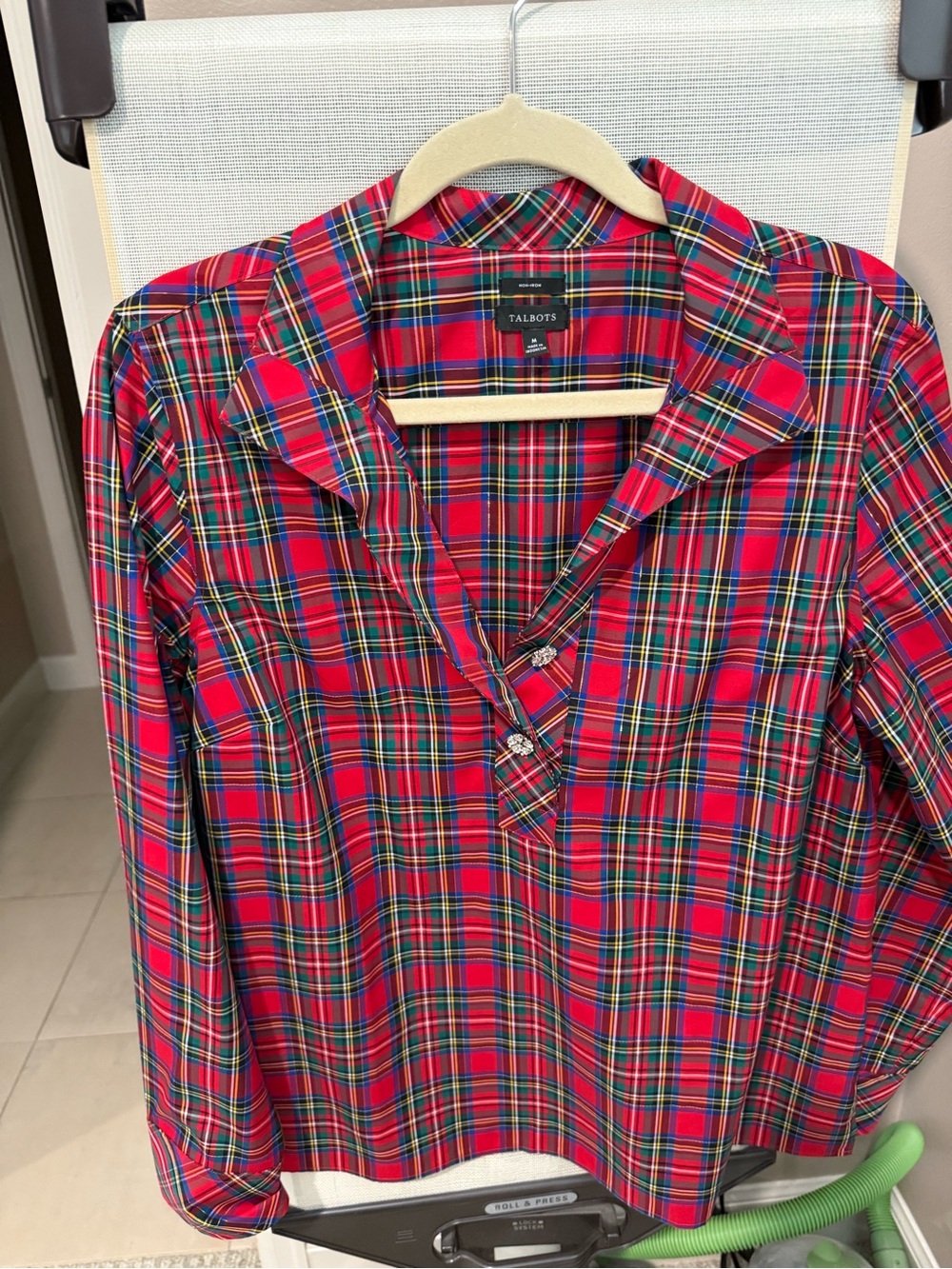 Talbots Red Plaid Long-Sleeve Button-Front Shirt